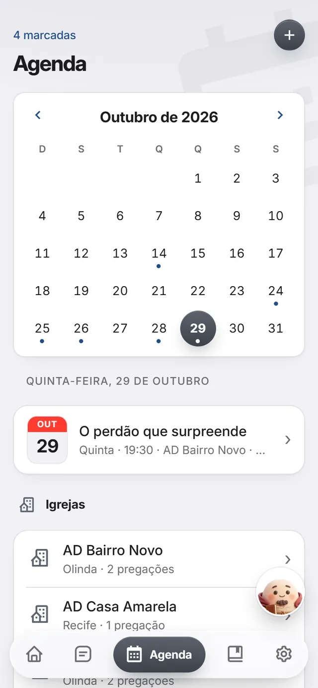 Tela do app: Organizar