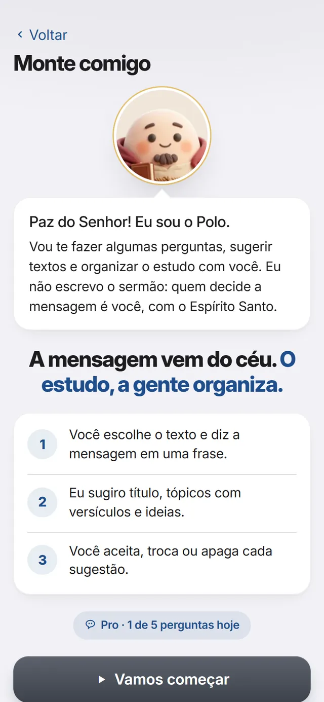 Tela do app: Estudar